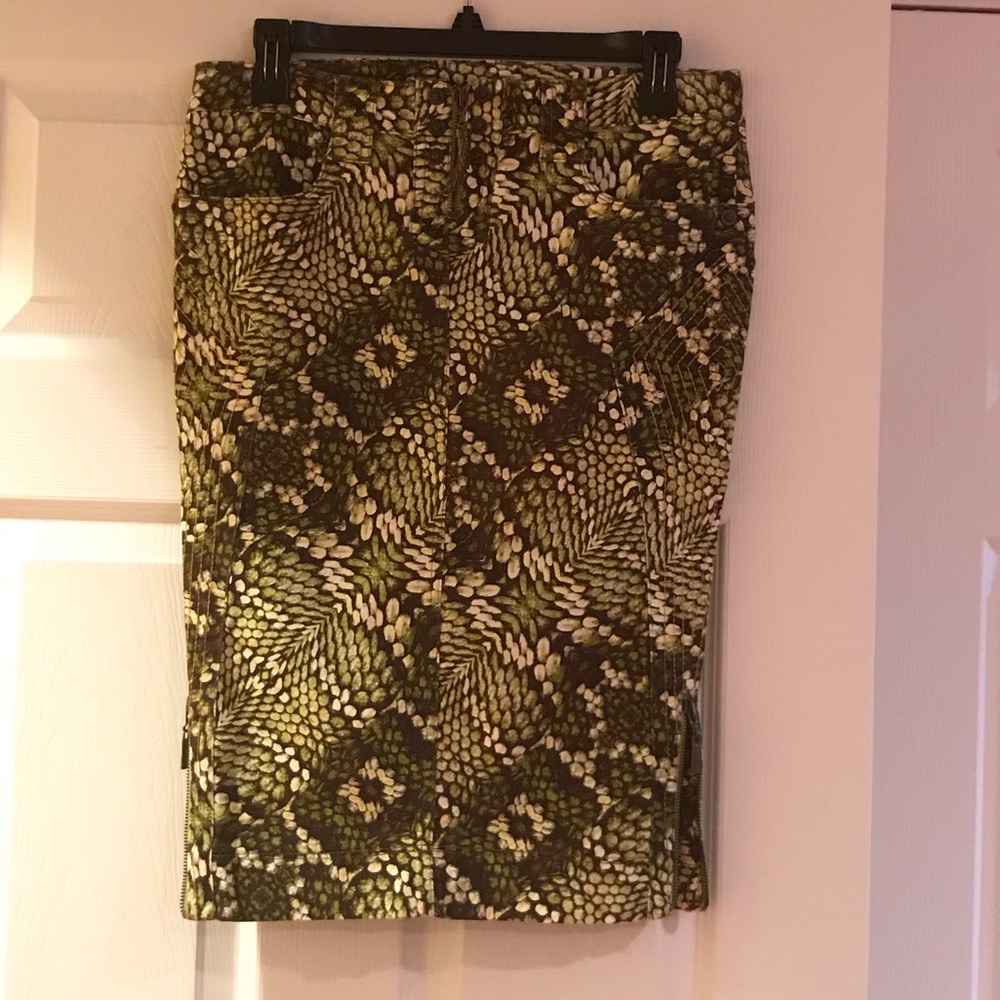 Just Cavalli denim skirt in snake skin print